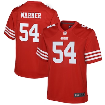 youth nike fred warner scarlet san francisco 49ers game jers